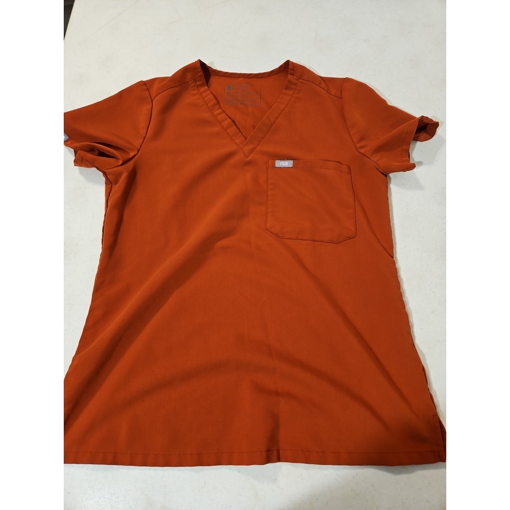 FIGS Catarina One Pocket Scrub Top XSmall Burnt Orange (1967